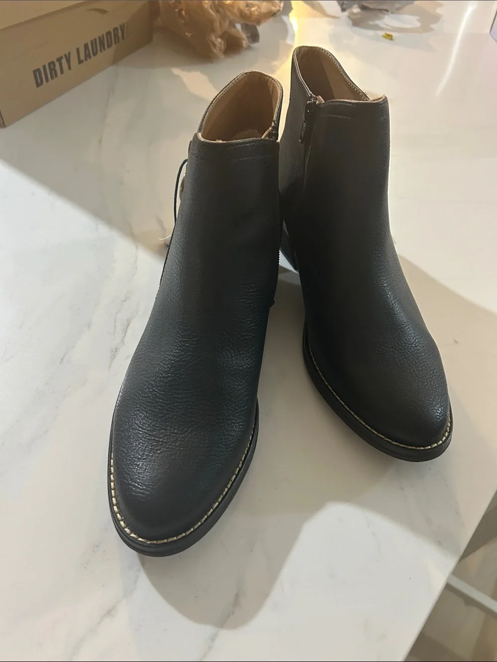 White Mountain Black Leather Ankle Booties
